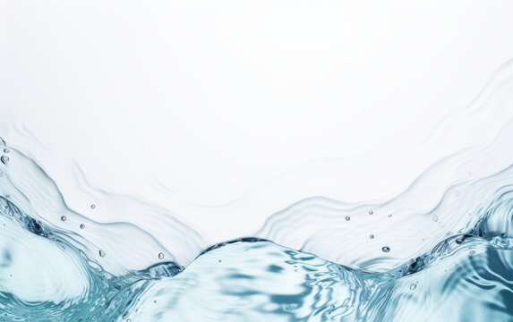 Water, top view on a white background. Beautiful illustration picture. Generative AI