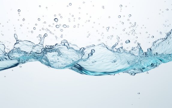 Water, top view on a white background. Beautiful illustration picture. Generative AI