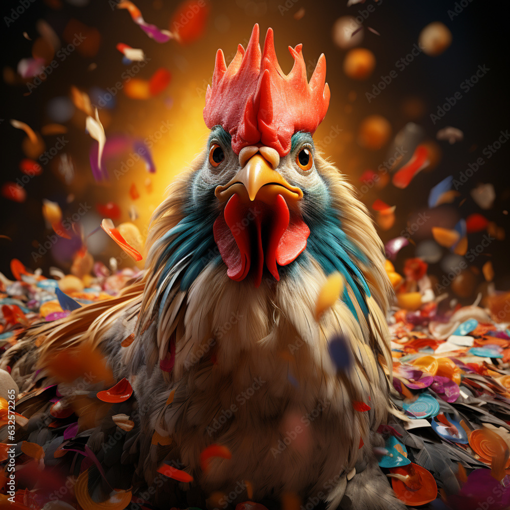 Poster A Chicken animals that hatch from eggs:  Generative AI technology.