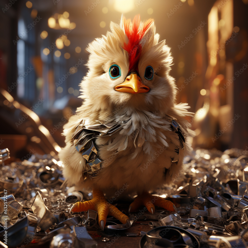 Poster A Chicken animals that hatch from eggs:  Generative AI technology.