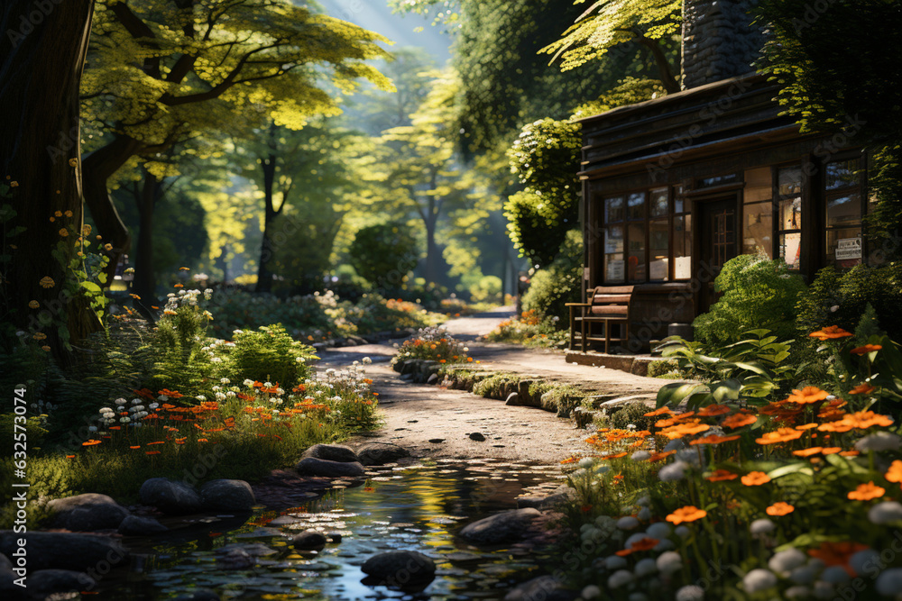 Aufkleber a call box nestled within a peaceful park setting, offering a blend of utility and natural beauty. g