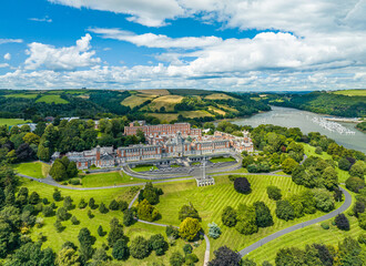 Fototapeta premium Britannia Royal Naval College from a drone, Dartmouth, Devon, England