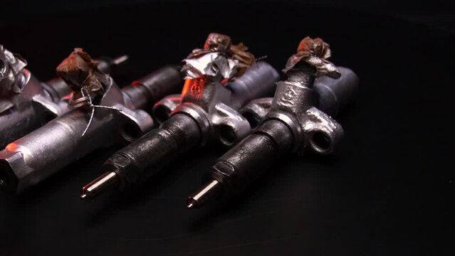 old high pressure diesel injectors after repair and adjustment