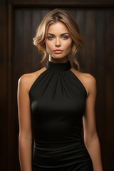 Model in a Simple Yet Elegant Little Black Dress, Generative AI