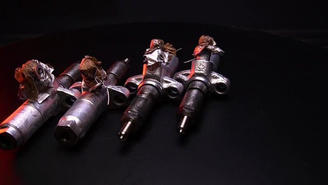 old high pressure diesel injectors after repair and adjustment