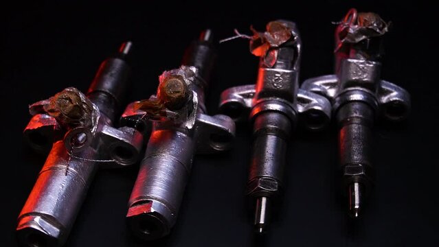 old high pressure diesel injectors after repair and adjustment