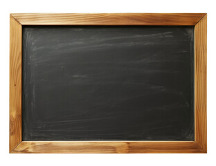 Blank blackboard in wooden frame isolated on transparent or white background, png