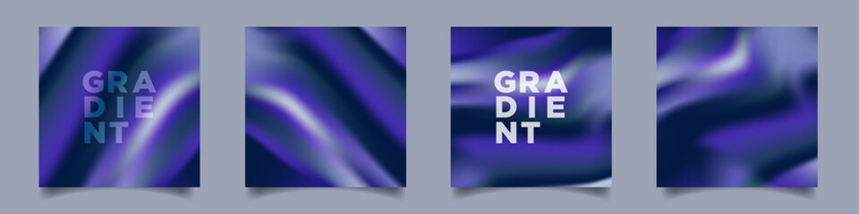 
Set of Blue Neon Pop Gradient Card background templates. Navy, Purple, Blue, Teal gradient liquid in motion. Vector Illustration. Perfect backdrop and background for designs.