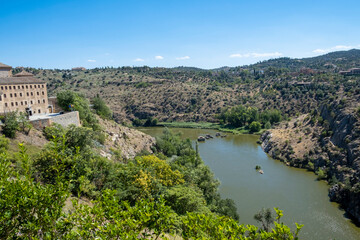 Fototapeta na wymiar Panoramic view of Toledo, Spain, UNESCO World Heritage. Tagus River.