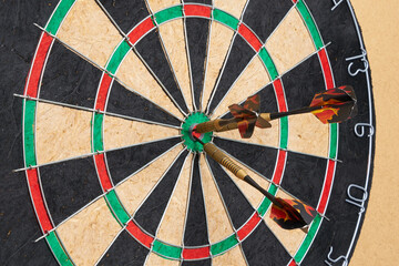 Professional dart game. Arrows and dart table. Pub games.