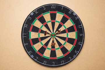 Professional dart game. Arrows and dart table. Pub games.