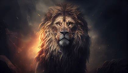 Lion of Judah, exuding strength and power. Christian conceptual illustration, lion in the sunset, Ai generated image  © FH Multimedia