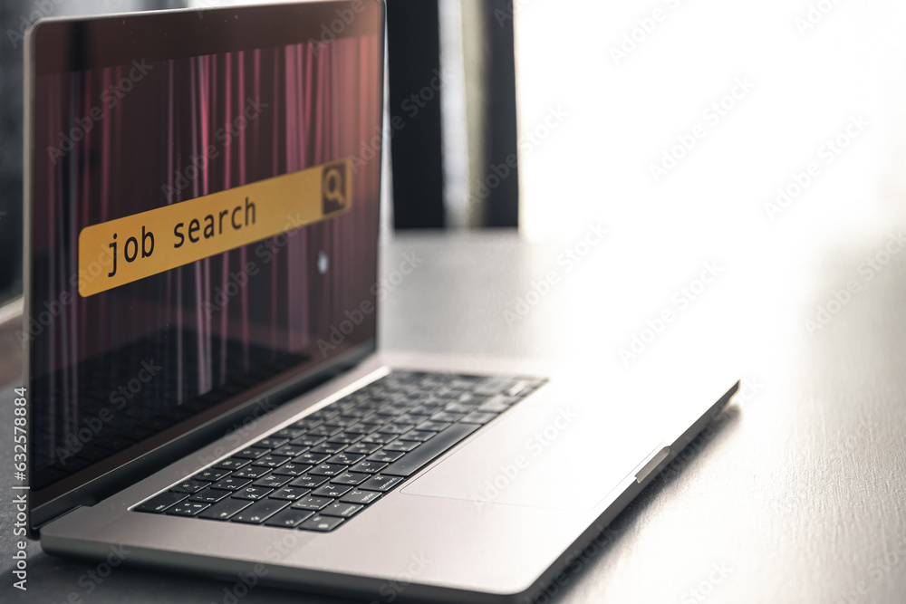 Canvas Prints job search in computer application, website page on laptop screen.