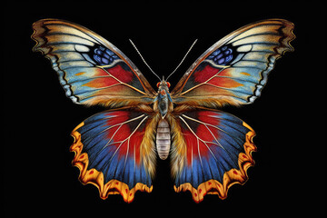 Fototapeta na wymiar Detailed Examination Of Colorful Butterflys Delicate Wipngs. Generative AI