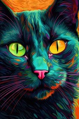 Bombay cat psychedelic look. Generative AI