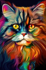 British Longhair British Shorthair cat psychedelic look. Generat