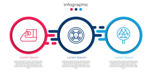 Set line Wastewater, Bones and skull and Biohazard symbol. Business infographic template. Vector
