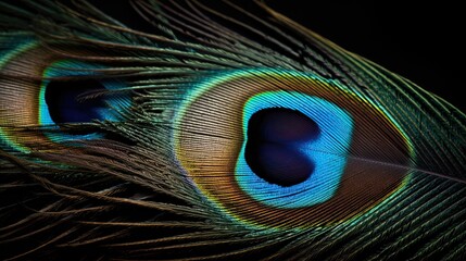 Obraz premium Peacock feather texture - rich colors, intricate close-up details.