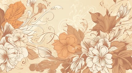 Floral vintage background with copy space. Muted colors.