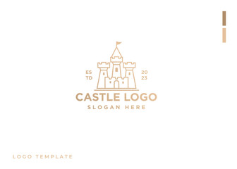 Naklejka premium Castel Logo template in minimalist line art style