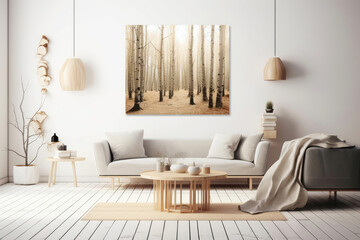 Wall Art Scandinavian Style On White Background. Generative AI