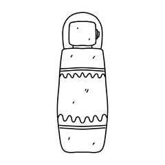 Cosmetic bottle for self care routine. Hand drawn doodle style. Vector illustration isolated on white. Coloring page.