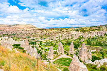 Fototapeta na wymiar Unique natural place in Cappadocia - Valley of Love, Turkiye.