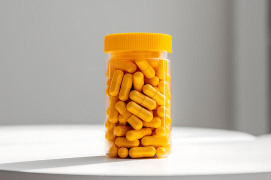 Orange Perscription Bottle With Pills Inside.