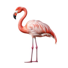 pink flamingo looking isolated on white