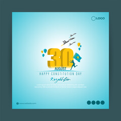 Vector illustration of Kazakhstan Constitution Day social media story feed mockup template