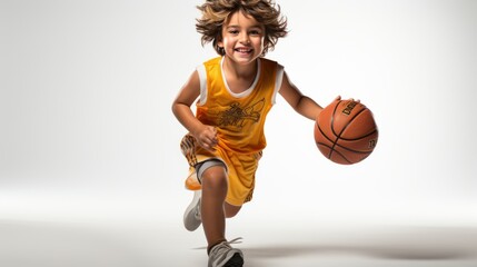  little boy basketball player in action, ai generative - Powered by Adobe
