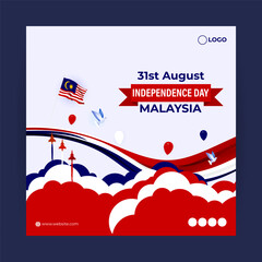 Vector illustration of Malaysia Independence Day social media story feed mockup template
