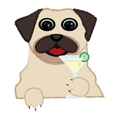Dog with martini, relax, spa, vacation dog