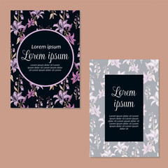 Wedding invitation card template. flowers and leaves seamless pattern background save the date, invitation, greeting card, vector illustration.