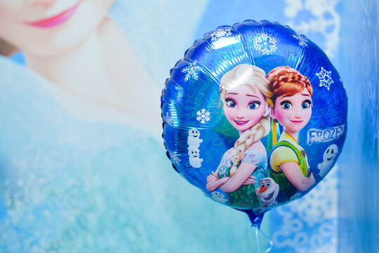Lviv, Ukraine - February 15 , 2023: Ballon wiht Frozen Anna and Elsa