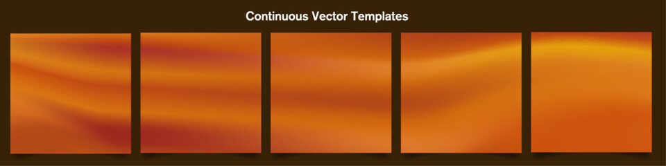 Continuous Set of Five Orange and red Gradient Vector Templates. Perfect for carousel social media posts, continuous designs, ig feeds, cyber themed designs. Editable Vector Illustration. EPS 10. © Ja Creatives