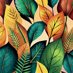 Obraz na płótnie Canvas Beautiful Tropical Leaves Abstract Background .vector illustration. Vector illustration