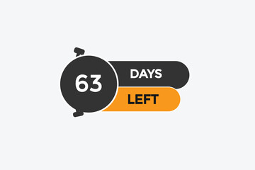 63 days, left countdown to go one time template,63  day countdown left banner label button  
