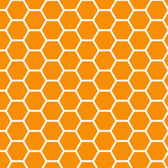 Seamless pattern hexagonal honeycombs by columns in orange color