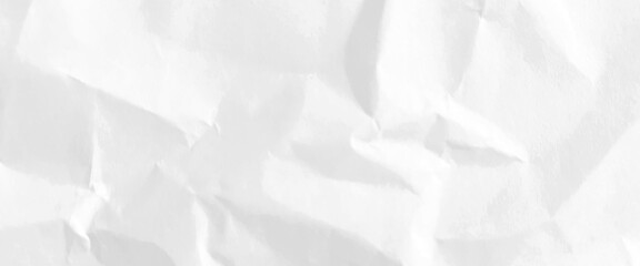 White paper is crumpled, background for various purposes, horizontal view white paper texture and background, crumpled white paper texture background.
