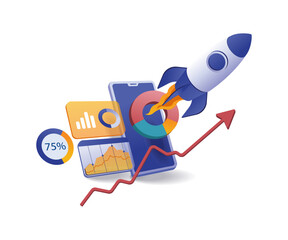 The rocket launches from the smartphone