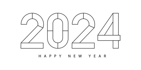 2024 Happy New Year. 2024 modern text vector design isolated on white background. 