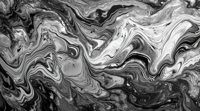 Black and white marble patterned texture background, generative AI.