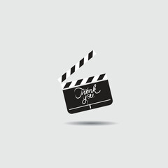 Naklejka premium vector illustration of a clapper board with the inscription thank you, thank you to the audience 