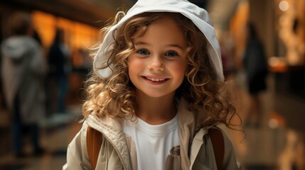 Fototapeta na wymiar Photo of a girl in a shopping mall. Generated by AI