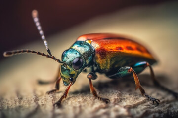 Macro view of insect or bug known as red spotted jewel beetle