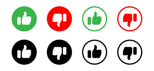 Like icon button. Thumb up and thumb down icon sign. Line flat style. Like, dislike icons. Social media notification icons. Vector illustration - obrazy, fototapety, plakaty