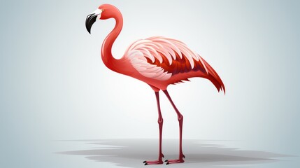 Fototapeta premium pink flamingo on white background, ai generative
