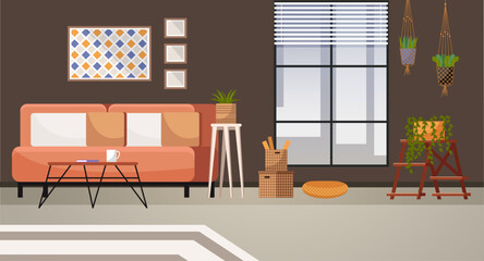 Home office. Interior vector illustration. Work from home. Room serves as sanctuary for creativity and productivity Workspace designed to enhance concentration and minimize distractions Furniture