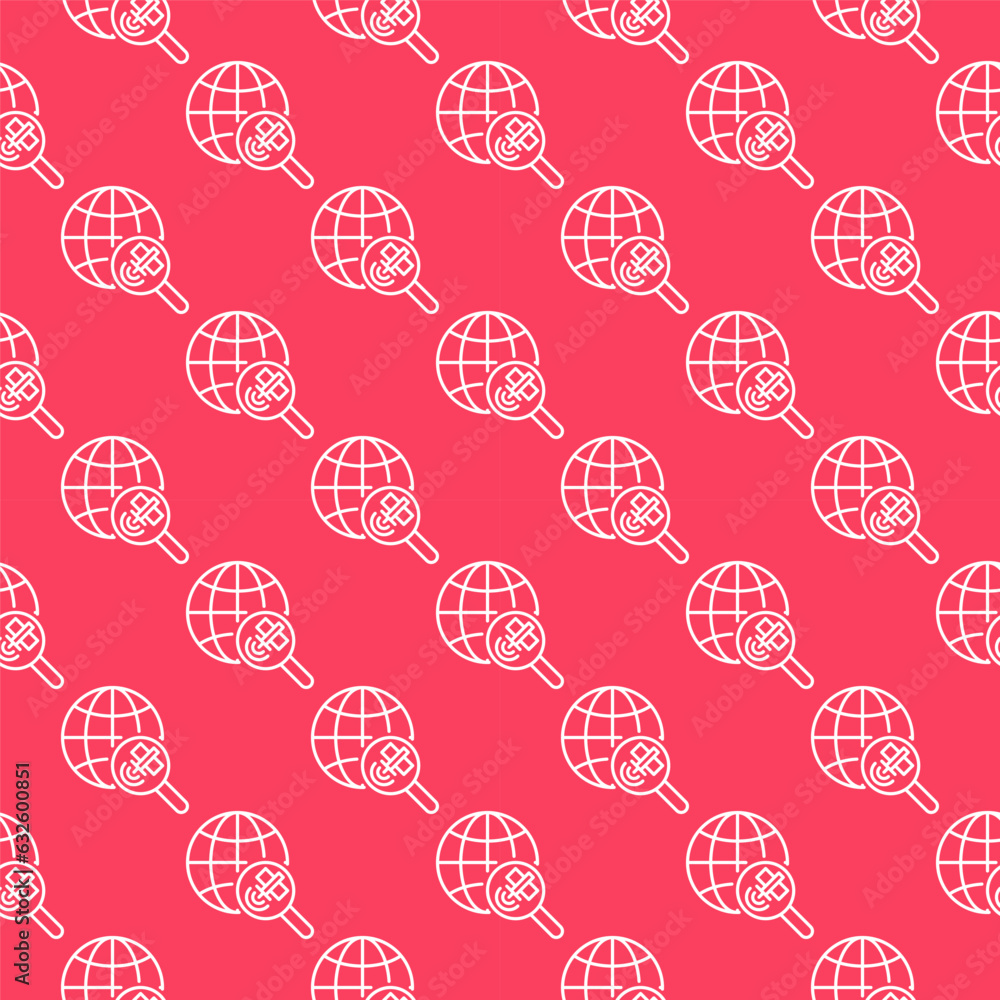 Poster magnifier with satellite and earth globe vector concept red line seamless pattern